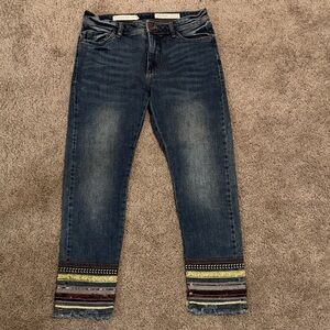 Pilcro and Letterpress for Anthropologie embroidered Blue Jeans size 27
